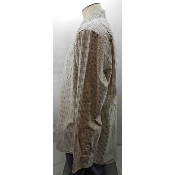 Joseph Abboud Brown Plaid Cotton Long Sleeve Button-Front Shirt - Men's XL - Picture 4 of 7